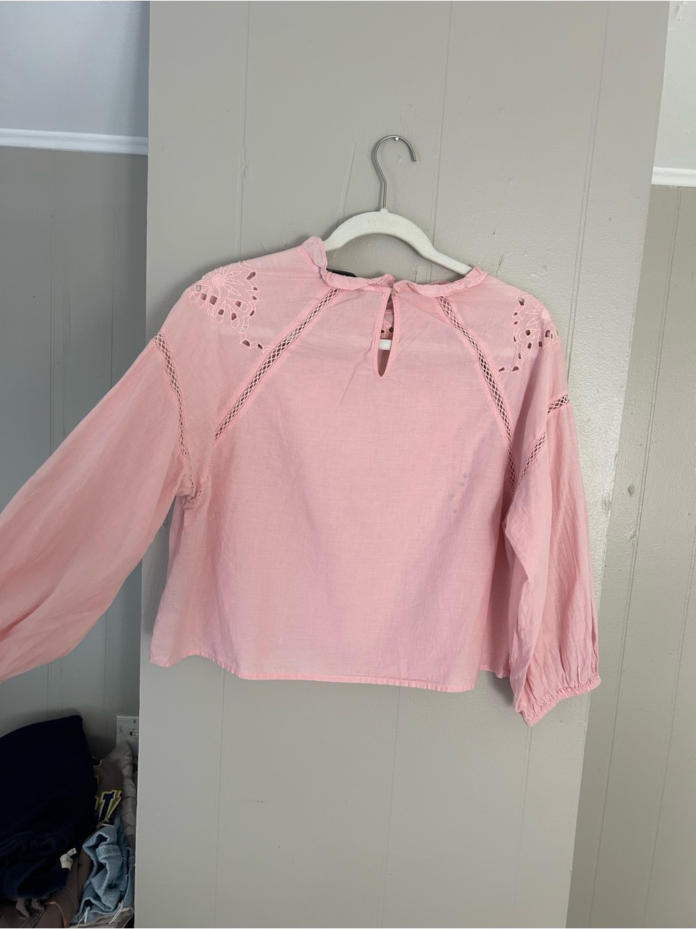 Pink Eyelet Cutout Cotton Blouse - Picture 2 of 2